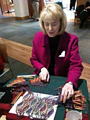 Beverly Bronner making bobbin lace