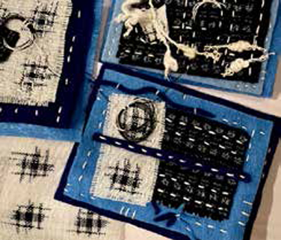 Hand-Stitched Ryukyu Kasuri fabric & felt pins